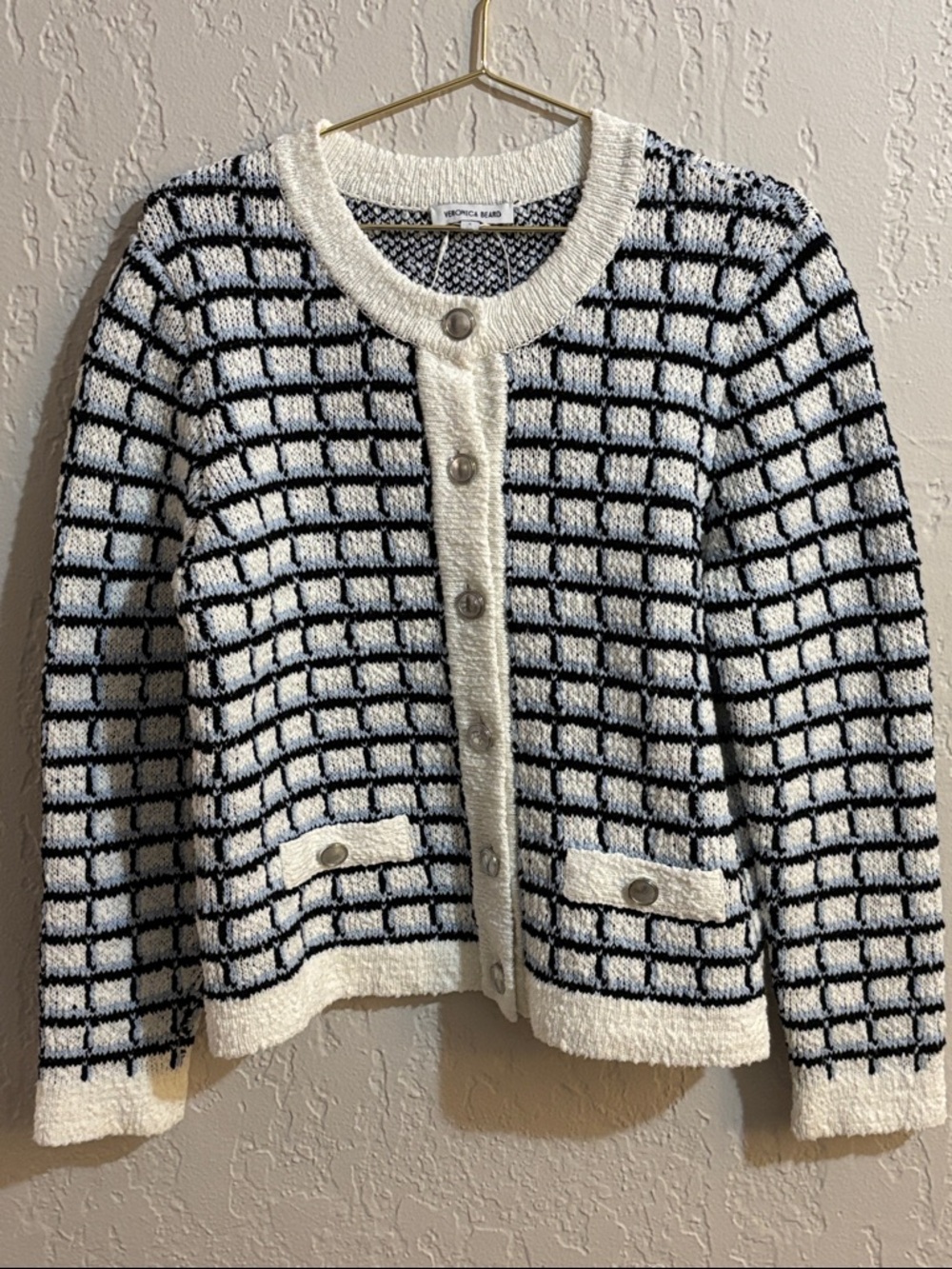 VERONICA BEARD Lavigne Check Knit Jacket - Picture 2 of 8
